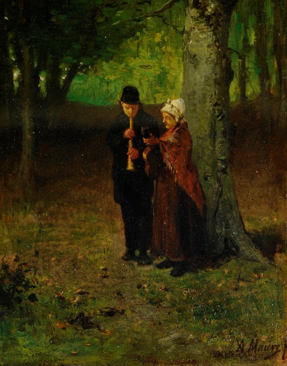 Wędrujący Muzycy (olej na drewnie) autorstwa Anton Mauve