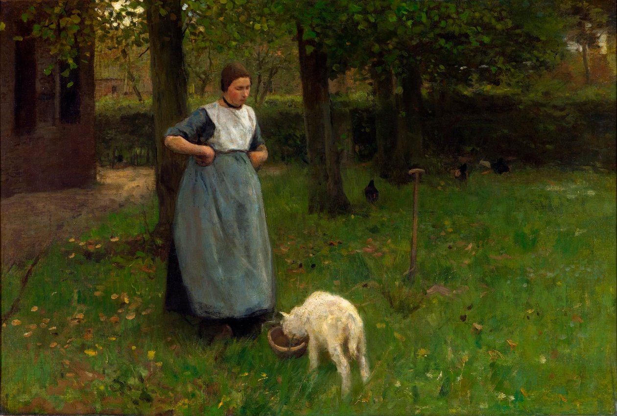 Kobieta z Laren z jagnięciną autorstwa Anton Mauve