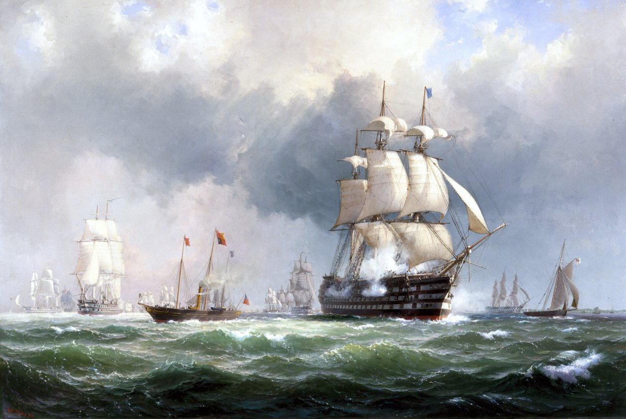 Flota Bałtycka opuszcza Spithead, 15 marca 1854 r autorstwa Anton Melbye
