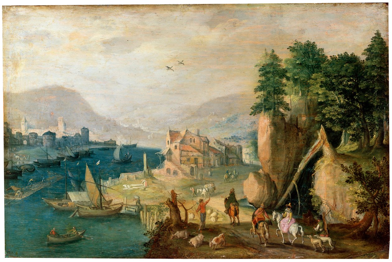 Miasto w górach, XVII w. autorstwa Anton Mirou