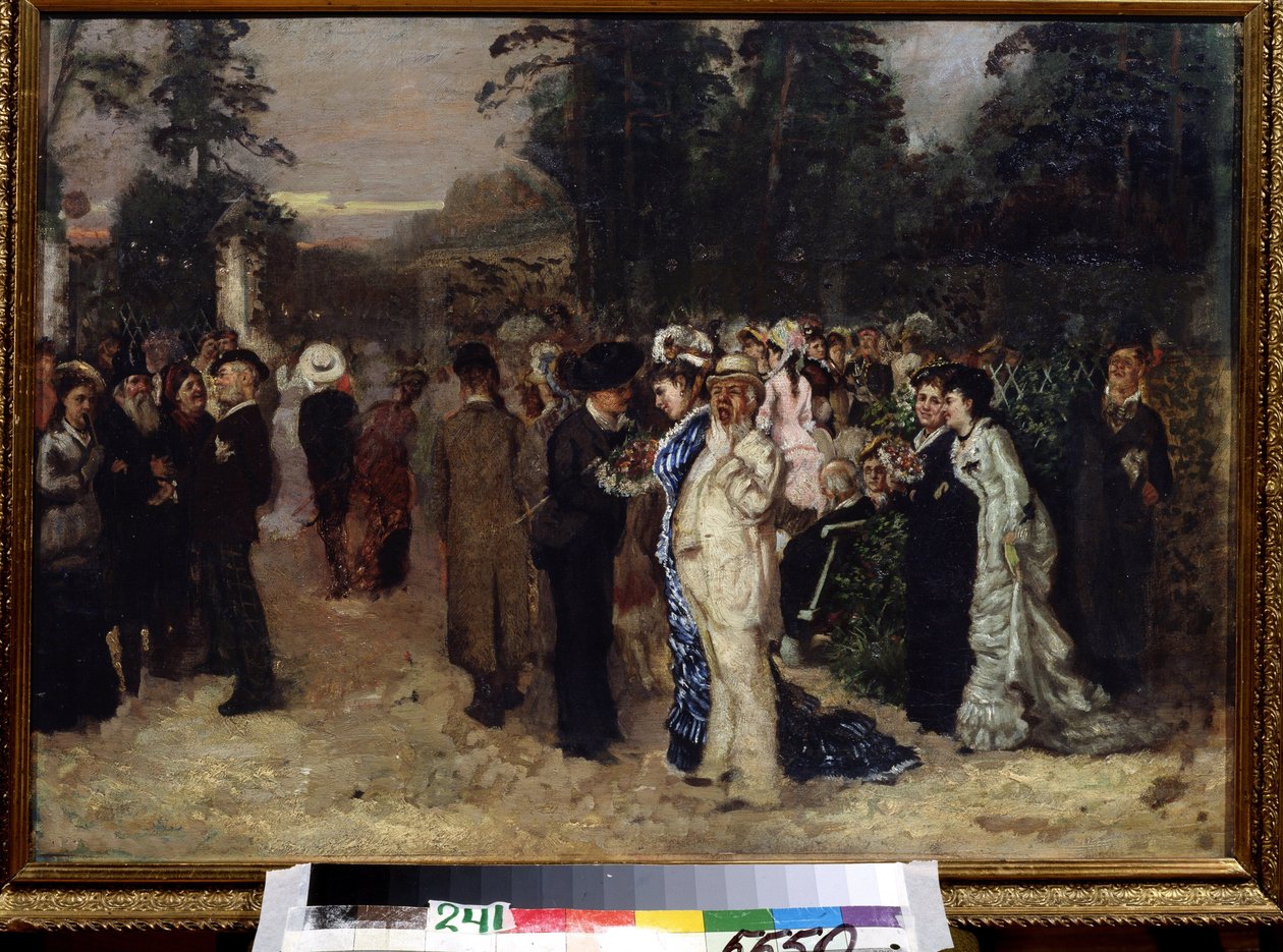 Uroczystości publiczne w Parku Sokolniki (Moskwa) (Wesele publiczne w Sokolnikach). Obraz Nikołaja Pawłowicza Czechowa (1859-1889). Olej na płótnie, sztuka rosyjska. Państwowe Centralne Muzeum Literackie, Moskwa. autorstwa Anton Pavlovich Chekhov