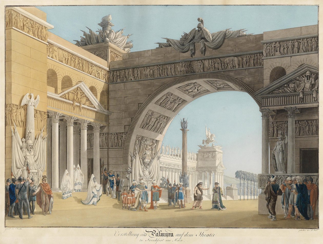 Scenografia do opery Palmira, regina di Persia Antonio Salieri - Radl, Anton (1774-1852) - I ćw. XIX w. - Akwaforta, akwarela - 51,3x73,4 - Kolekcja prywatna autorstwa Anton Radl