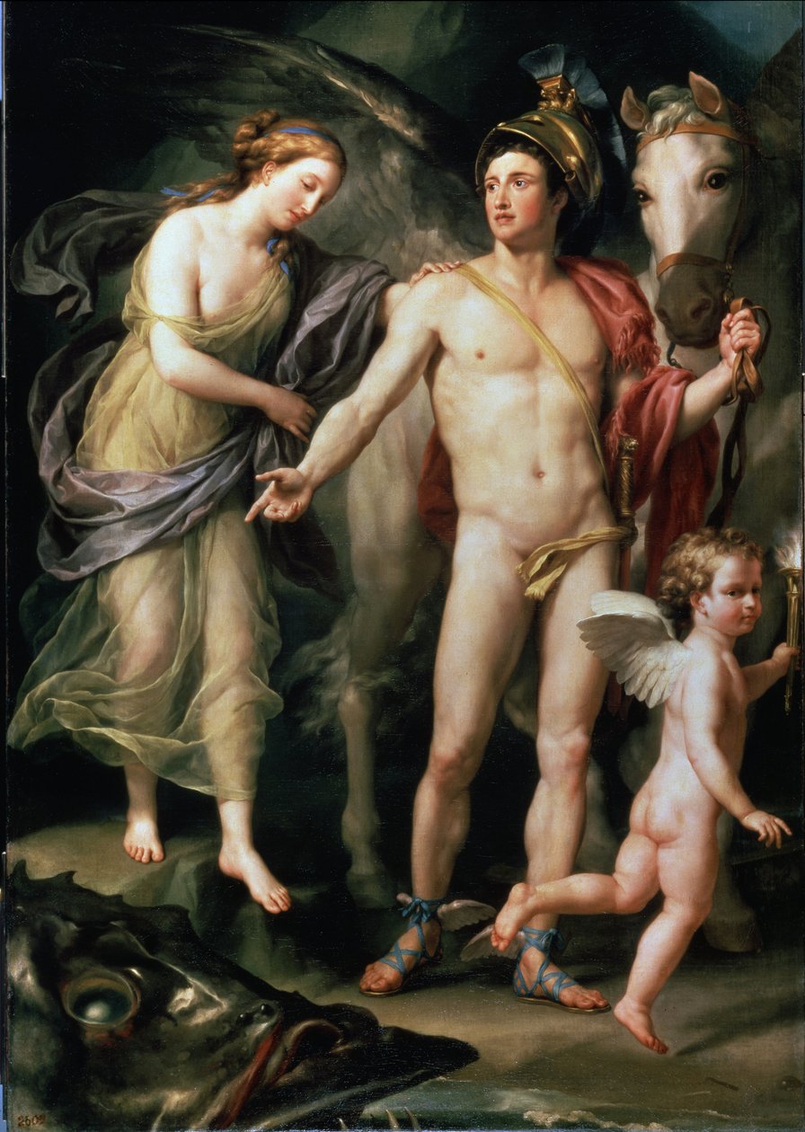 Andromede i Persee trzymający swojego wierzchowca Pegaza autorstwa Anton Raphael Mengs