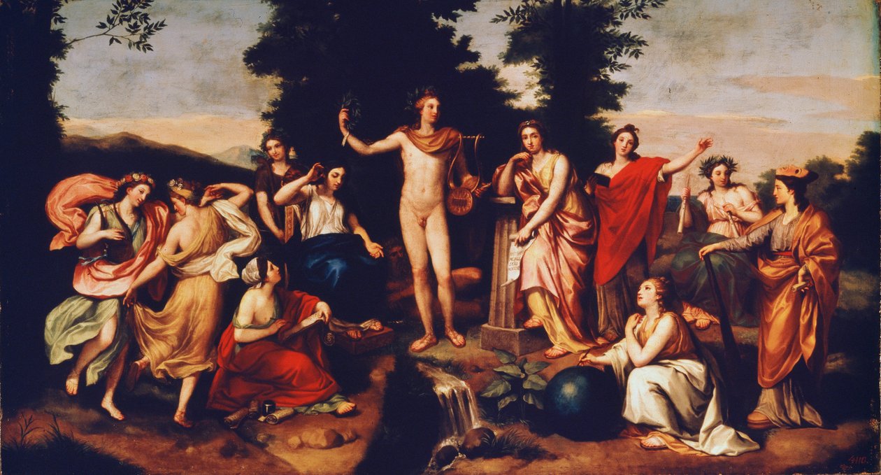Apollo i Trzy Gracje, ok. 1750-60 autorstwa Anton Raphael Mengs