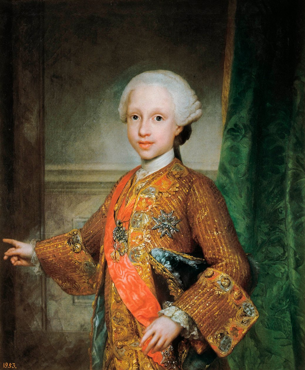 Portret Francois Xavier de Bourbon (1757-1771), Dzieciątka Hiszpanii, Kawalera Ducha Świętego (Ducha Świętego). Obraz Antona Raphaela Mengsa (1728-1779). Około 1765. Madryt. Muzeum Prado. autorstwa Anton Raphael Mengs