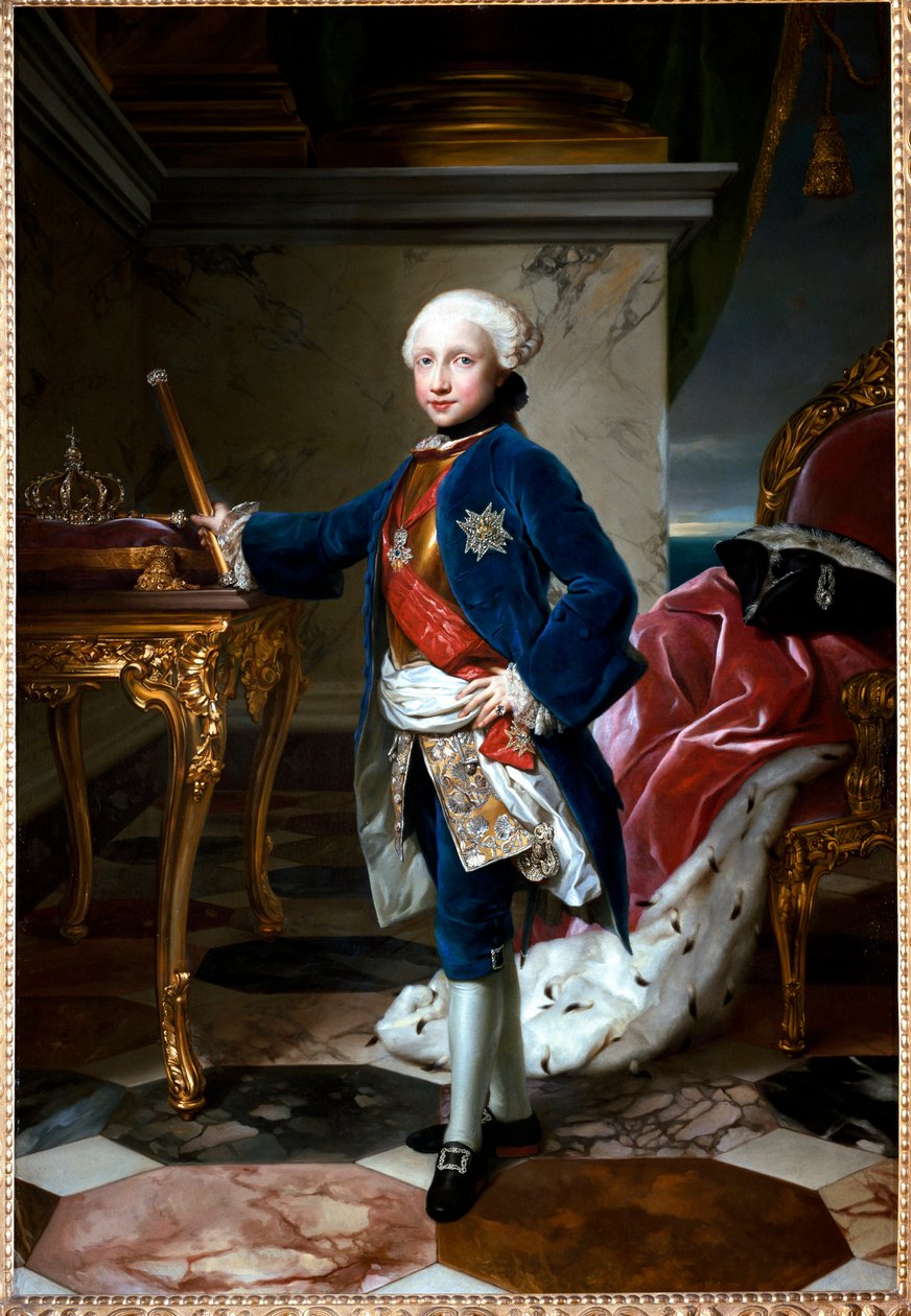 Portret Ferdynanda I z Burbonów lub Ferdynanda IV, króla Neapolu w wieku dziewięciu lat autorstwa Anton Raphael Mengs