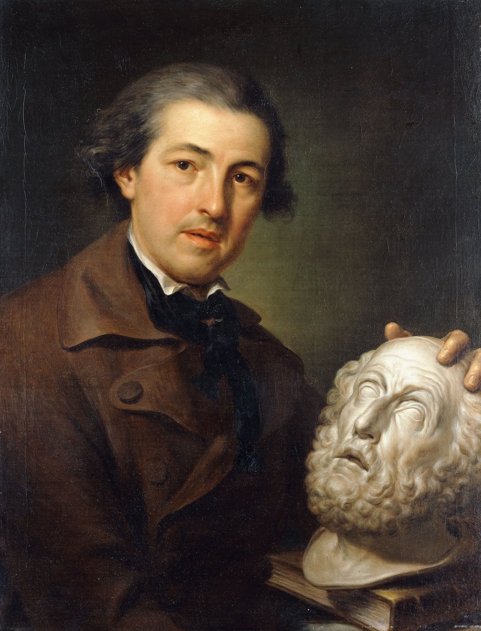 Portret Giuseppe Franchi, do połowy długości, trzymający popiersie Homera, ok. 1771-73 autorstwa Anton Raphael Mengs