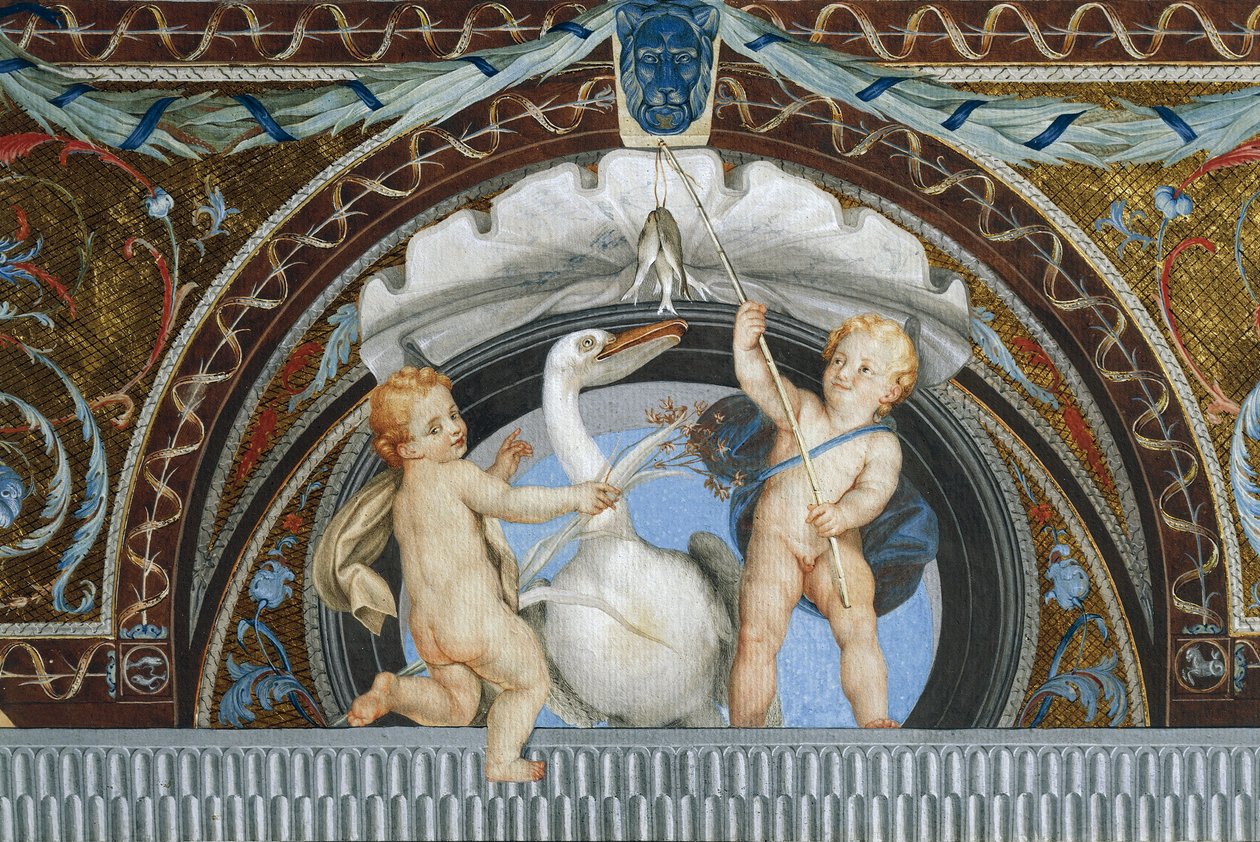 Putti z pelikanem, Anton Raphael Mengs, detal, technika mieszana autorstwa Anton Raphael Mengs