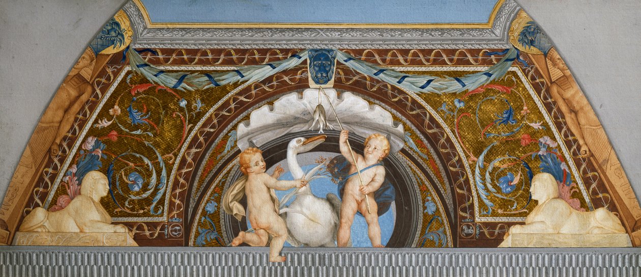 Putti z pelikanem, Anton Raphael Mengs, detal, technika mieszana autorstwa Anton Raphael Mengs