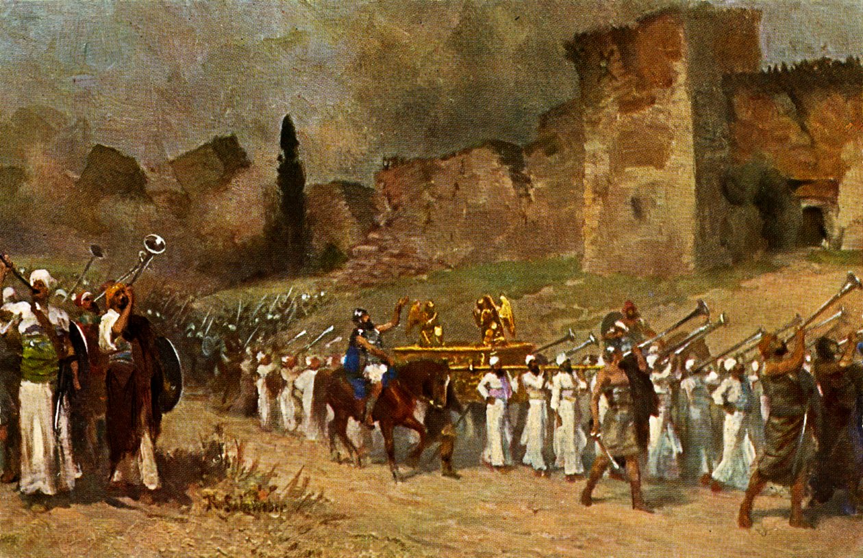 Zburzenie murów Jerycha - Ols Testament (druk) autorstwa Anton Robert (after) Leinweber