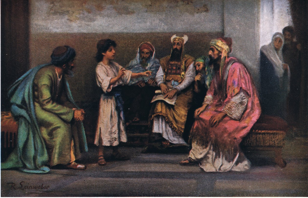 Chrystus z lekarzami w świątyni, z Hulberts Story of the Bible wydanej przez The John Winston Company, 1932 autorstwa Anton Robert Leinweber