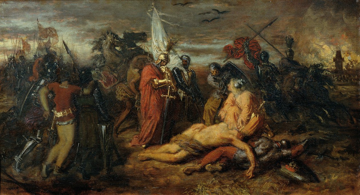 Rudolf von Habsburg przy zwłokach Przemysła Ottokara, króla Czech autorstwa Anton Romako