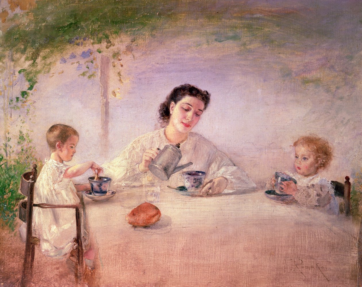 Żona artystki Sophie z córkami Matyldą i Adele, 1873 autorstwa Anton Romako
