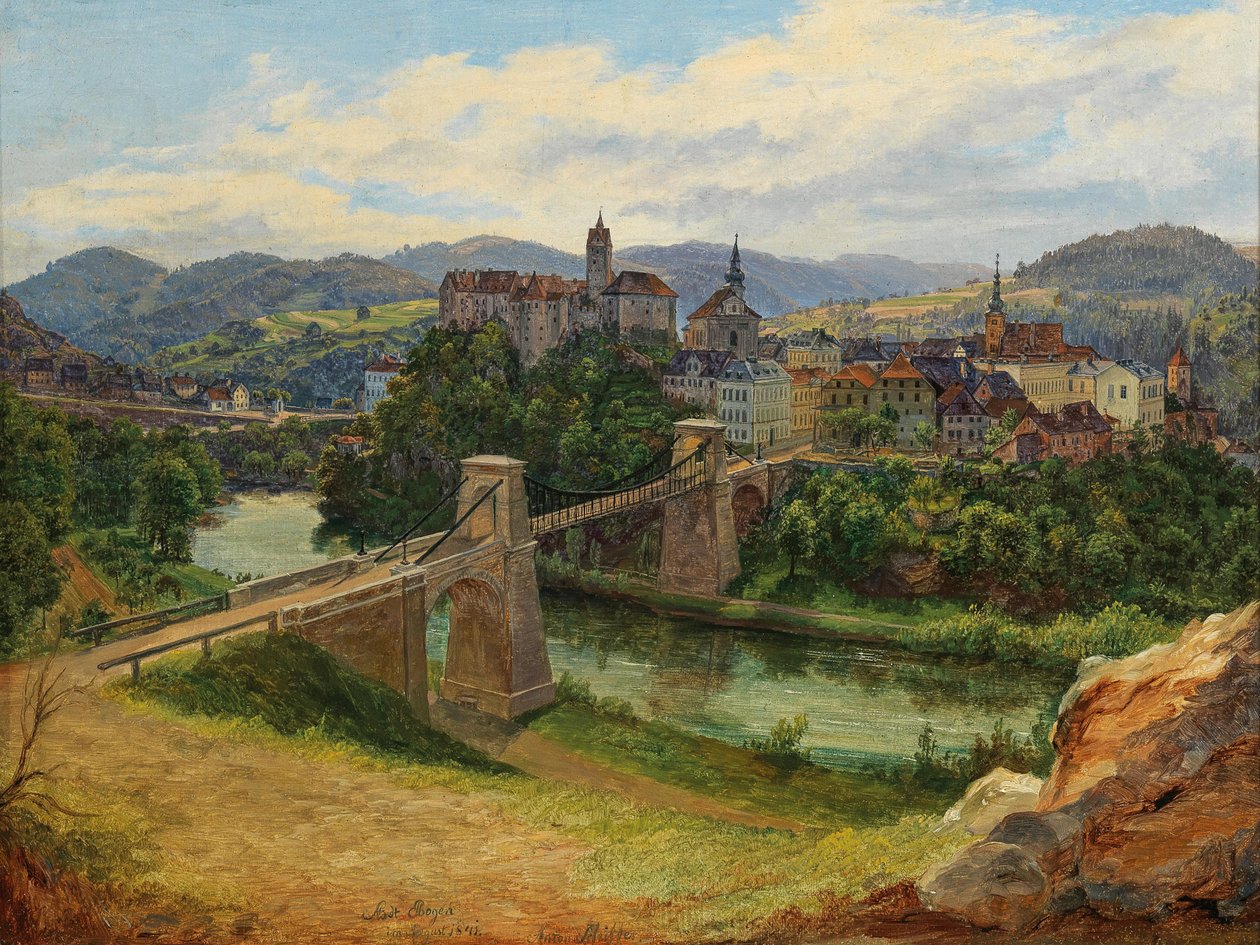 Widok na miasto Loket w Czechach (Elbogen an der Eger) autorstwa Anton Schiffer