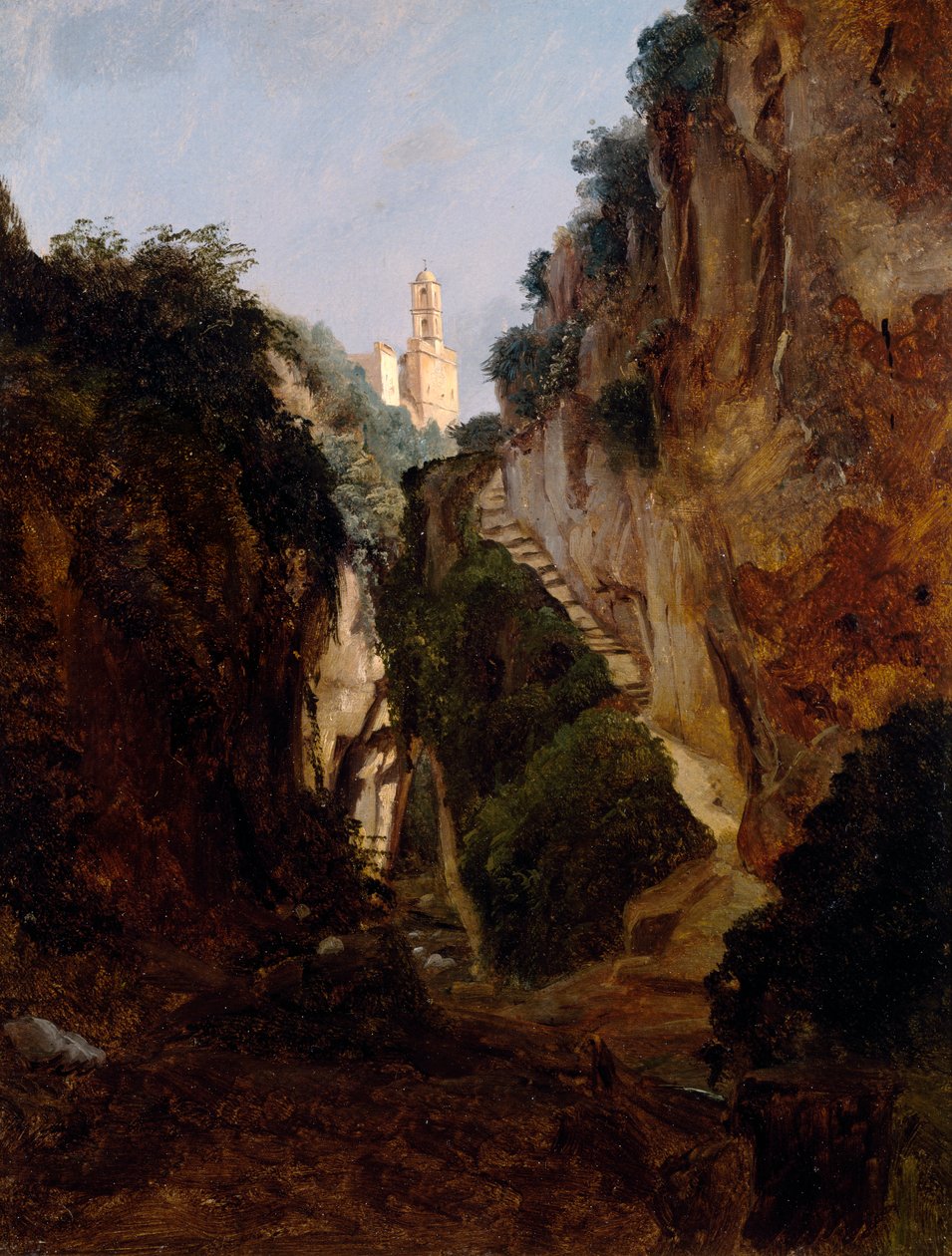 Skalisty wąwóz w Sorrento, Anton Sminck Pitloo (1791-1837), Holandia, XX w. autorstwa Anton Sminck Pitloo