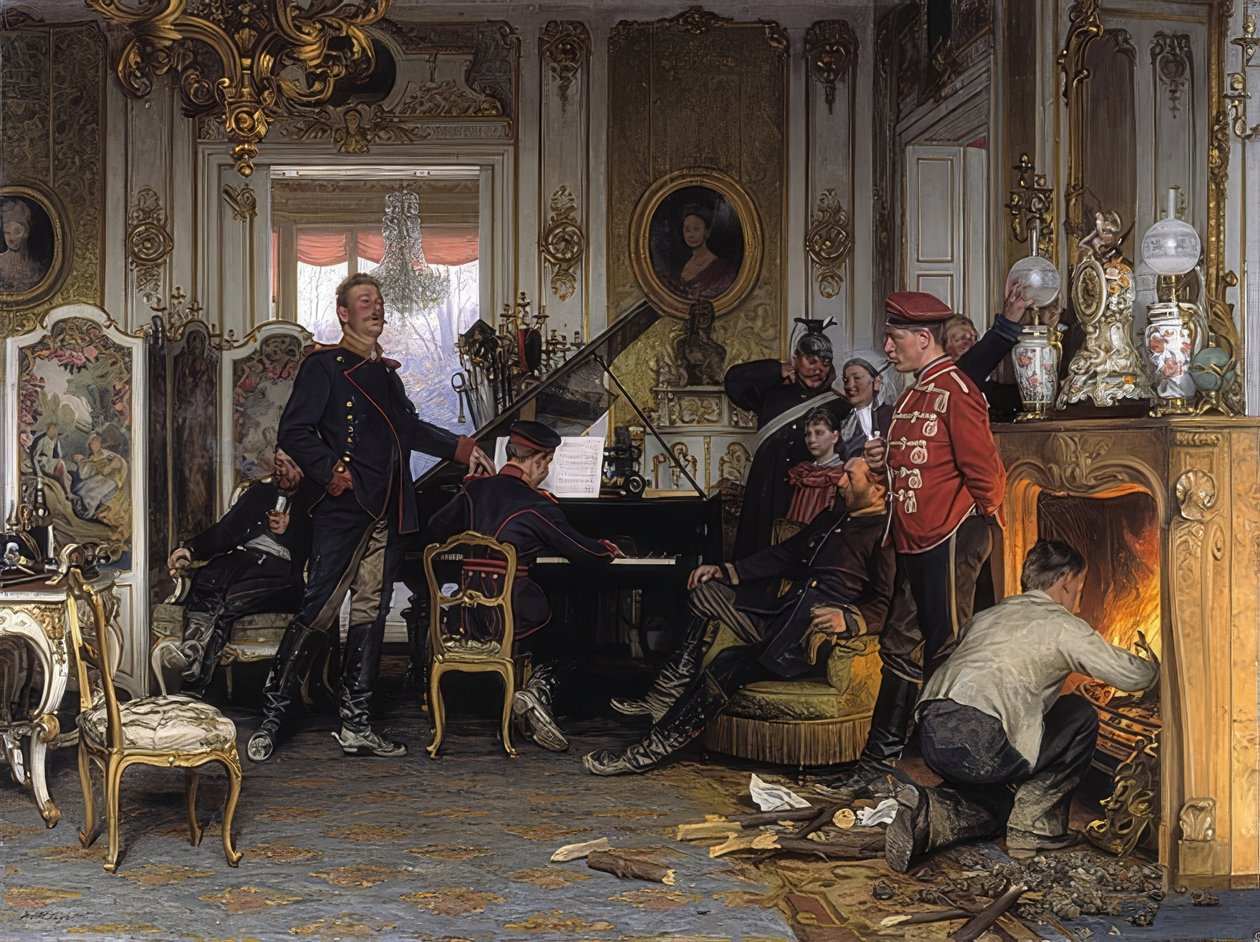 Na kwaterze dyliżansu pod Paryżem. 1894 autorstwa Anton Alexander von Werner