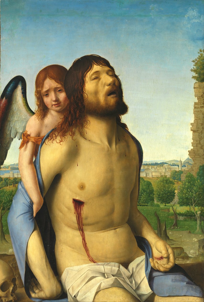 Martwy Chrystus podtrzymywany przez anioła autorstwa Antonello da Messina