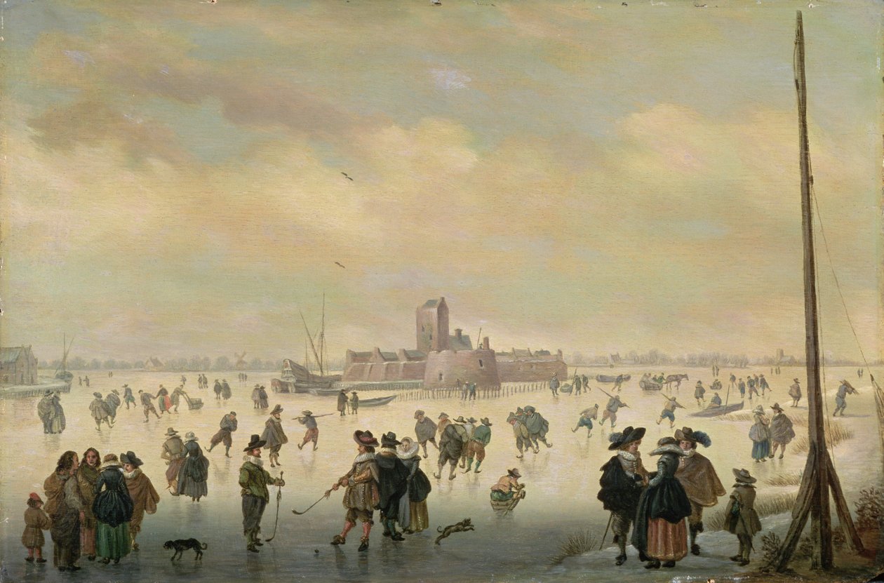 Scena na łyżwach (olej na desce) autorstwa Antoni (1594 1641) Verstralen