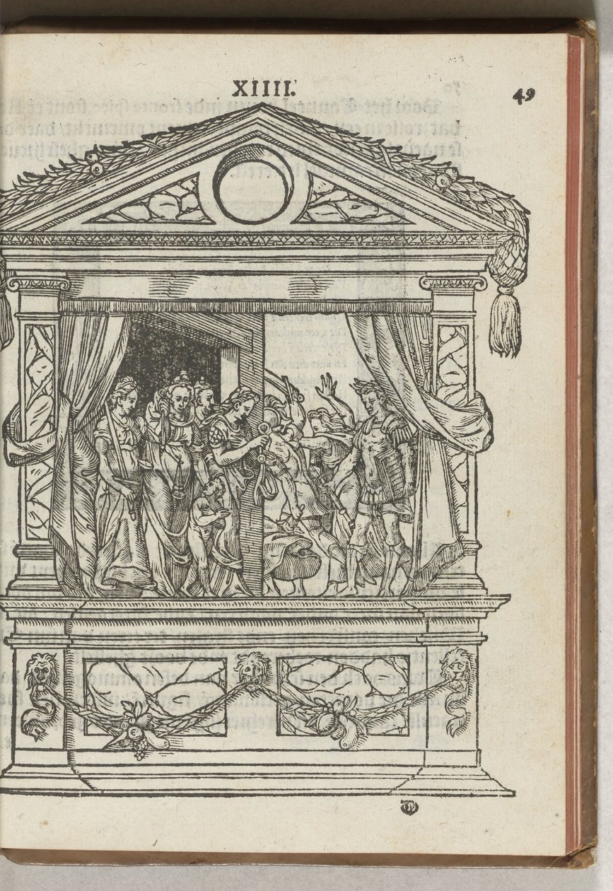 Trzecie zdobione rusztowanie ze sceną: książę uwalnia cnoty z niewoli, 1577 autorstwa Antoni van Leest