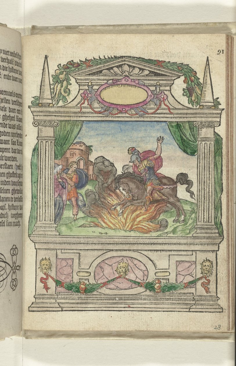 Scena z bohaterskim czynem Marka Curtiusa, 1578 autorstwa Antoni van Leest
