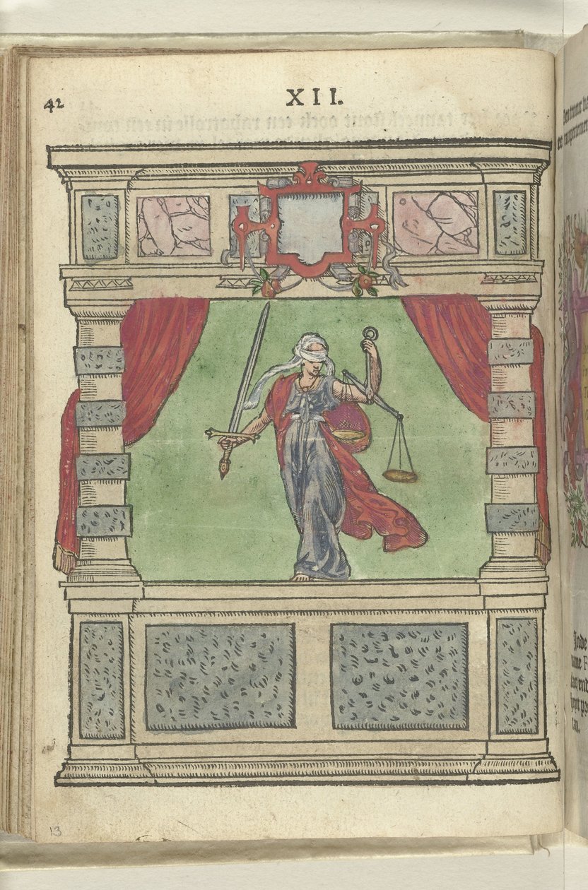 Scena z personifikacją sprawiedliwości (Justitia), 1578 autorstwa Antoni van Leest