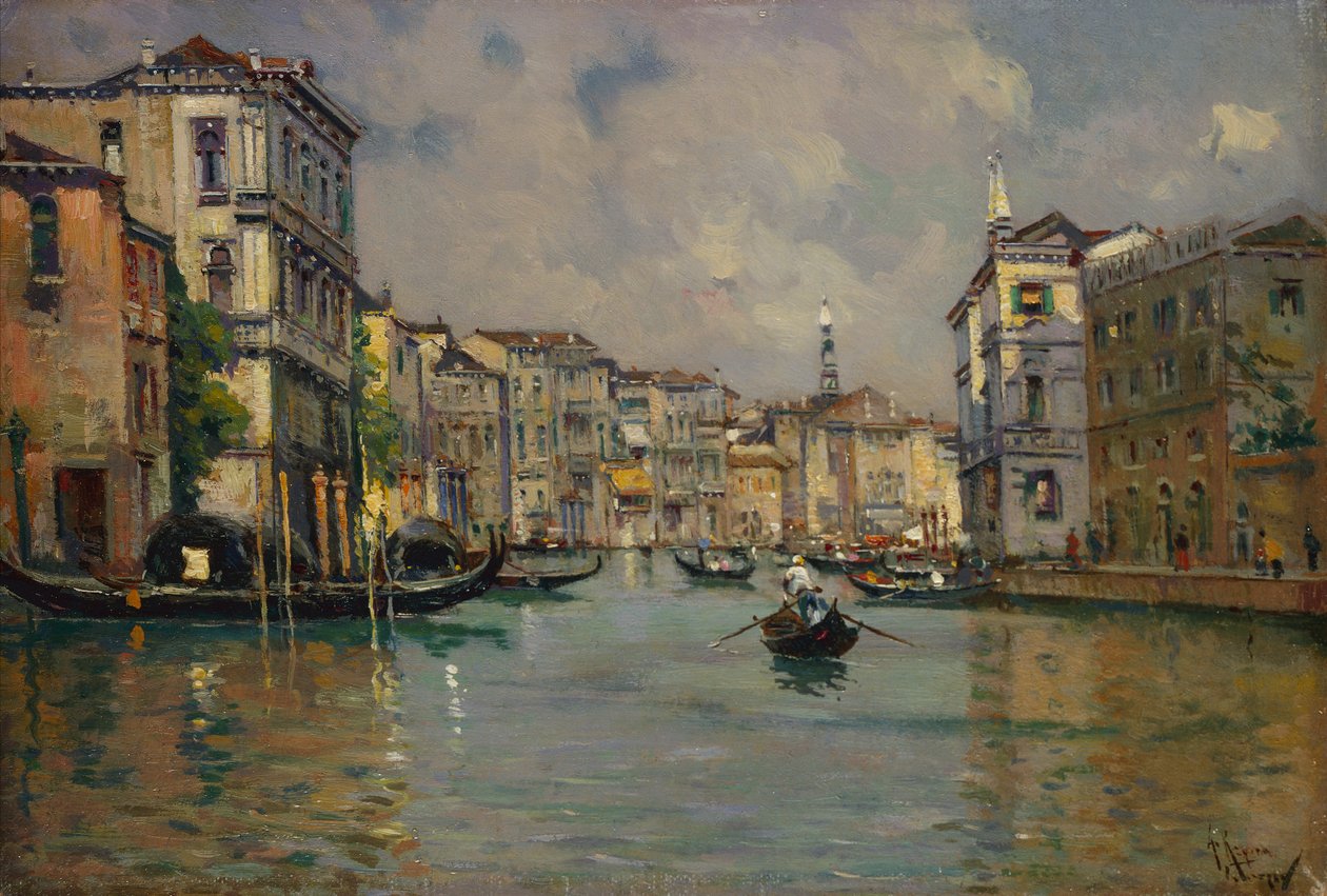 Riva degli Schiavoni, Wenecja (olej na drewnie) autorstwa Antonia Maria de Reyna Manescau