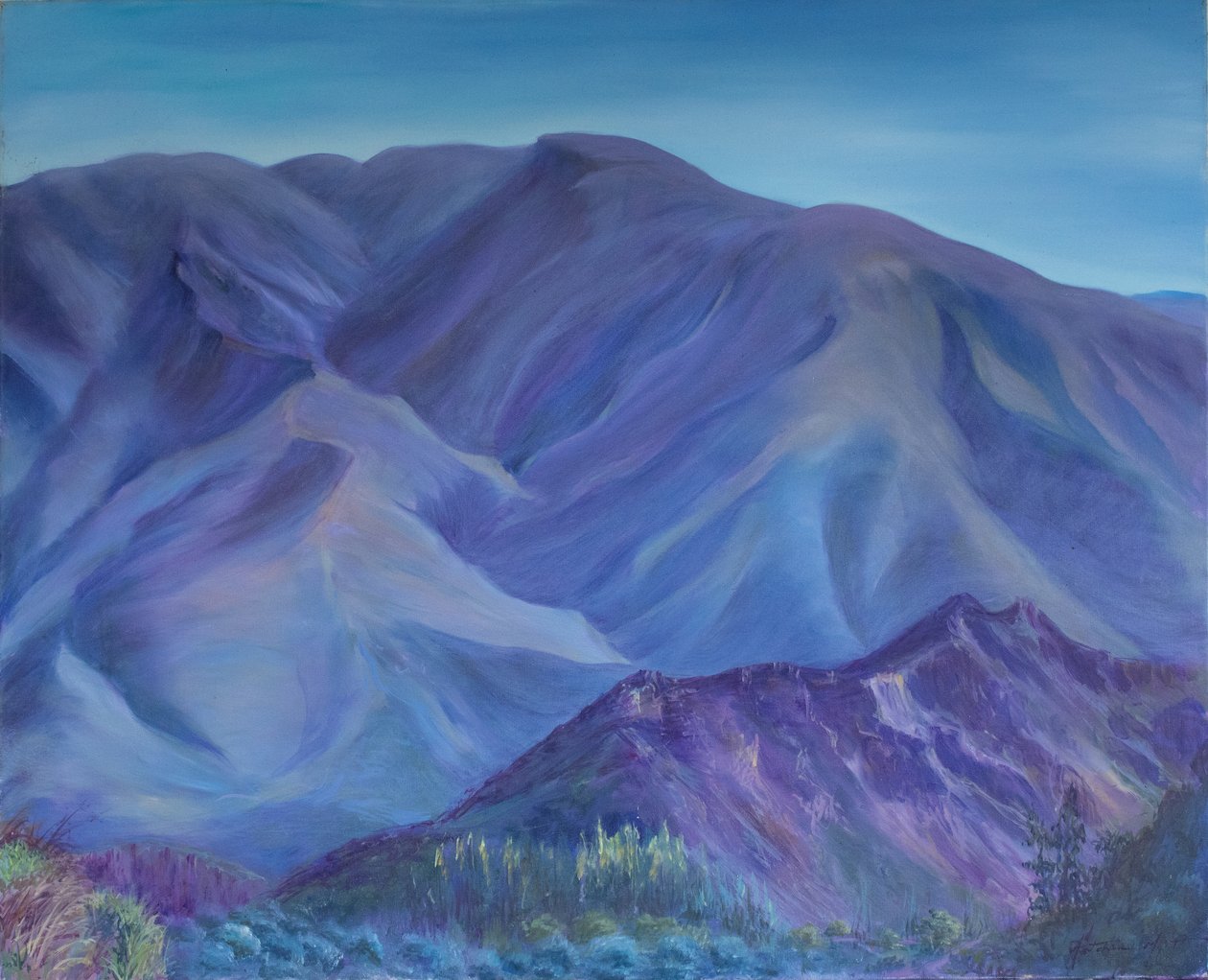 Błękitna Góra, Andaluzja, 2001 (olej na płótnie) autorstwa Antonia Myatt