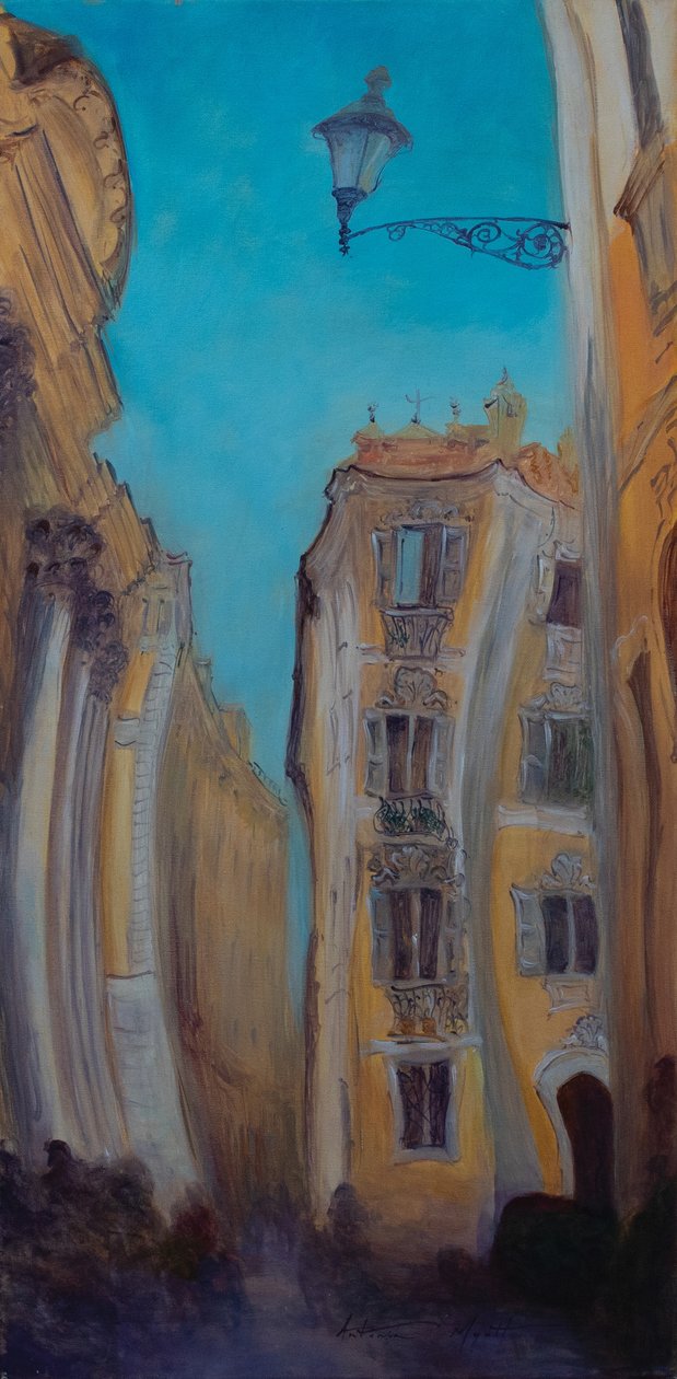 Szukając fontanny, Włochy, 2015 (olej na płótnie) autorstwa Antonia Myatt