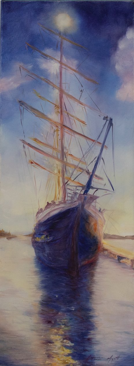 Tenacious w zatoce Antigua, 2008 (olej na płótnie) autorstwa Antonia Myatt