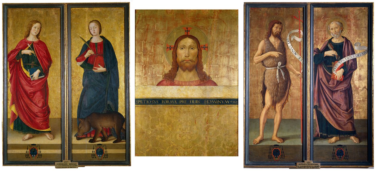 Popiersie Chrystusa, św. Jana Chrzciciela i św. Piotra. Zamknięte autorstwa Antoniazzo Romano