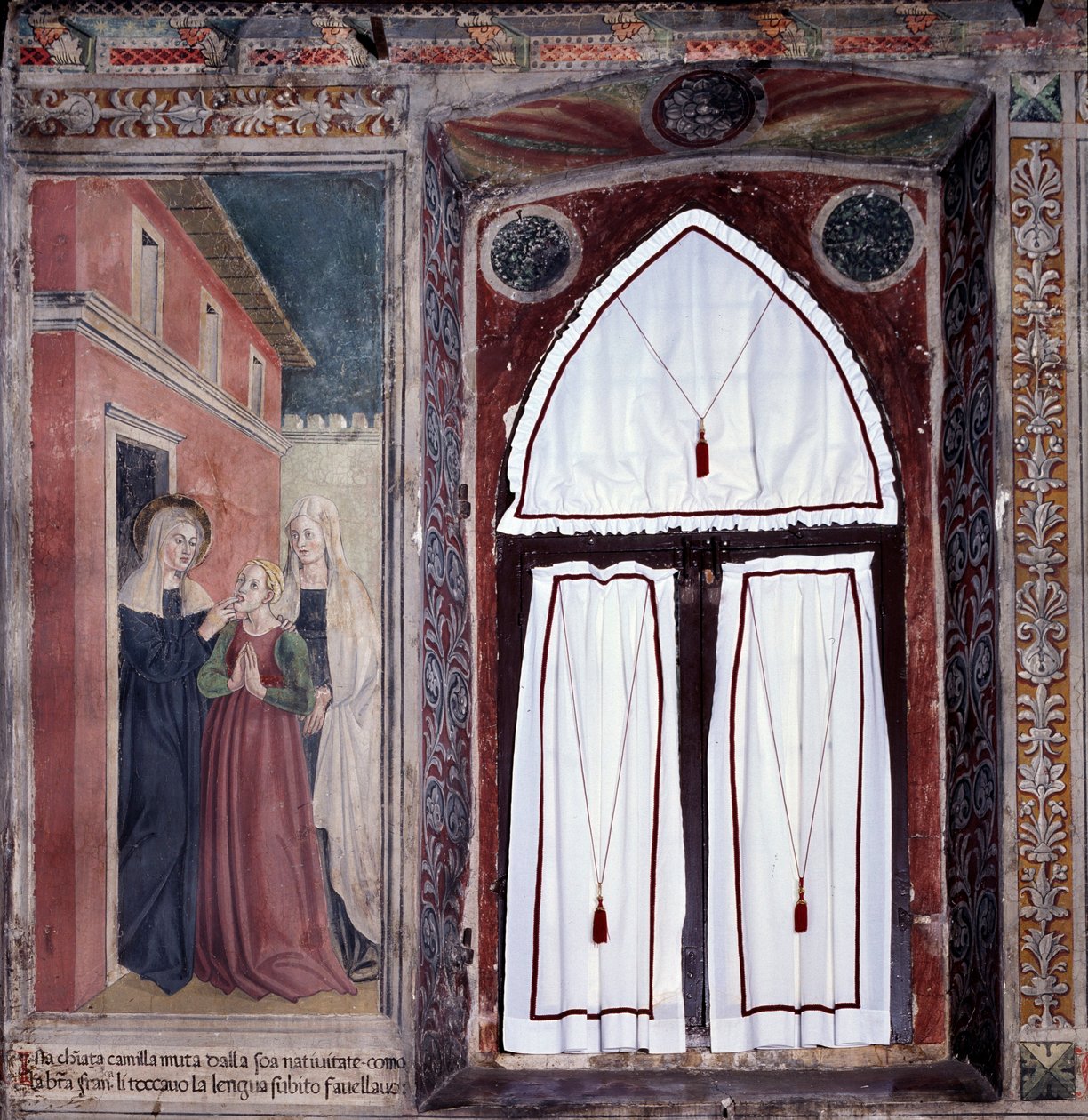 Życie św. Franceski Romany : Camilla, głuchoniemy zostaje uzdrowiony przez świętego (Fresco autorstwa Antoniazzo Romano