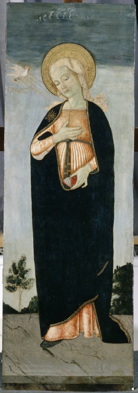 Maryja przy Zwiastowaniu, ok. 1500 (tempera na drewnie topoli) autorstwa Antoniazzo Romano