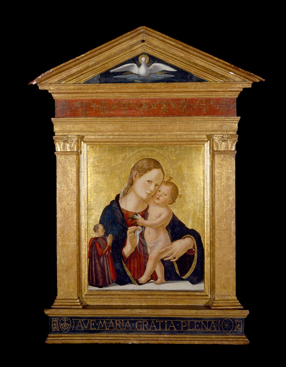 Dziewica z Dzieciątkiem z Dawcą, ok. 1480 (tempera i złoty płatek na panelu) autorstwa Antoniazzo Romano