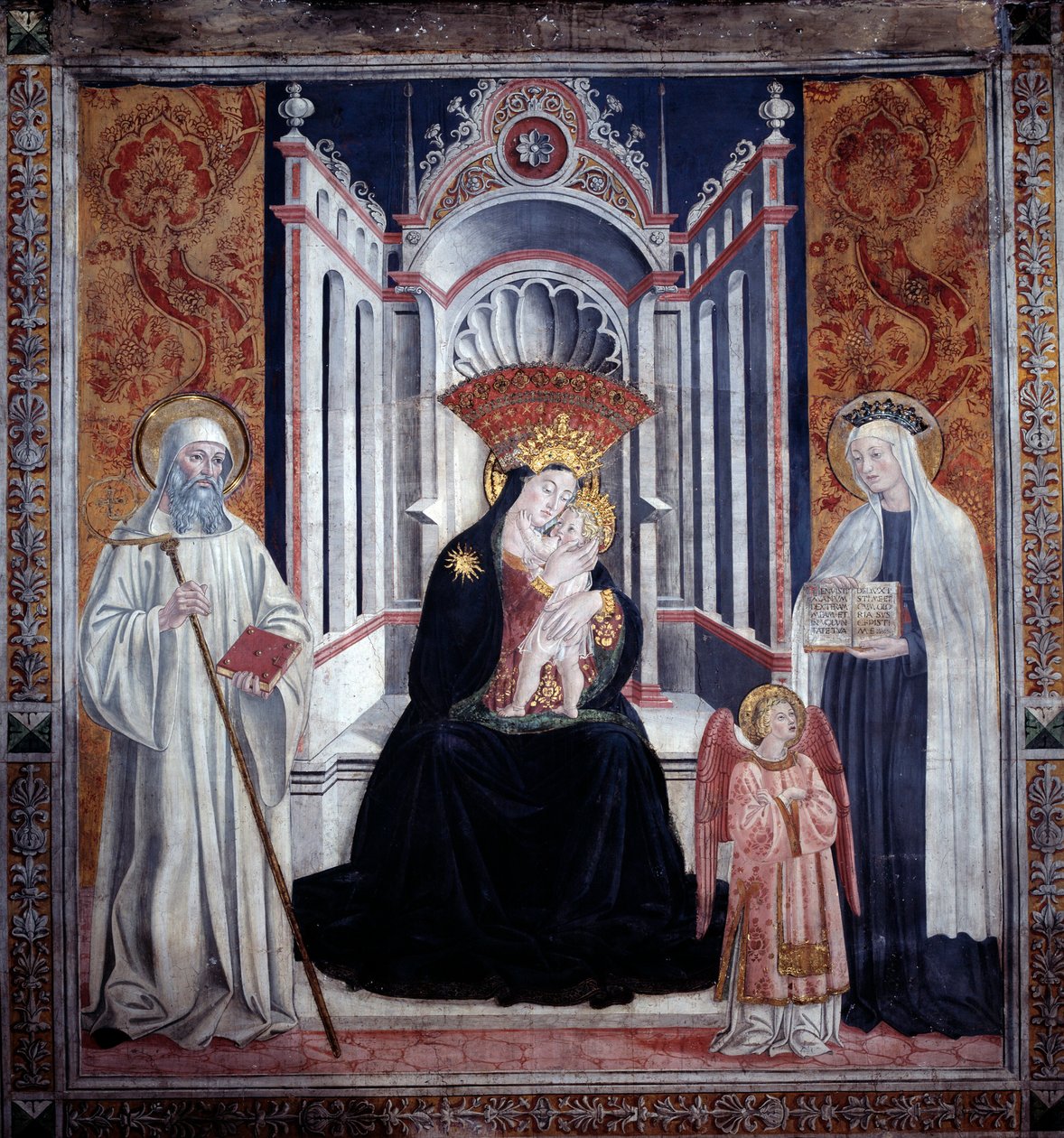 Dziewica między św Benedyktem i św Francesca Romana (Fresco autorstwa Antoniazzo Romano