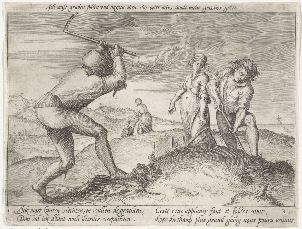 Wyrównywanie terenu Uprawa zbóż (tytuł serii) autorstwa Antonie Wierix (II) (possibly)