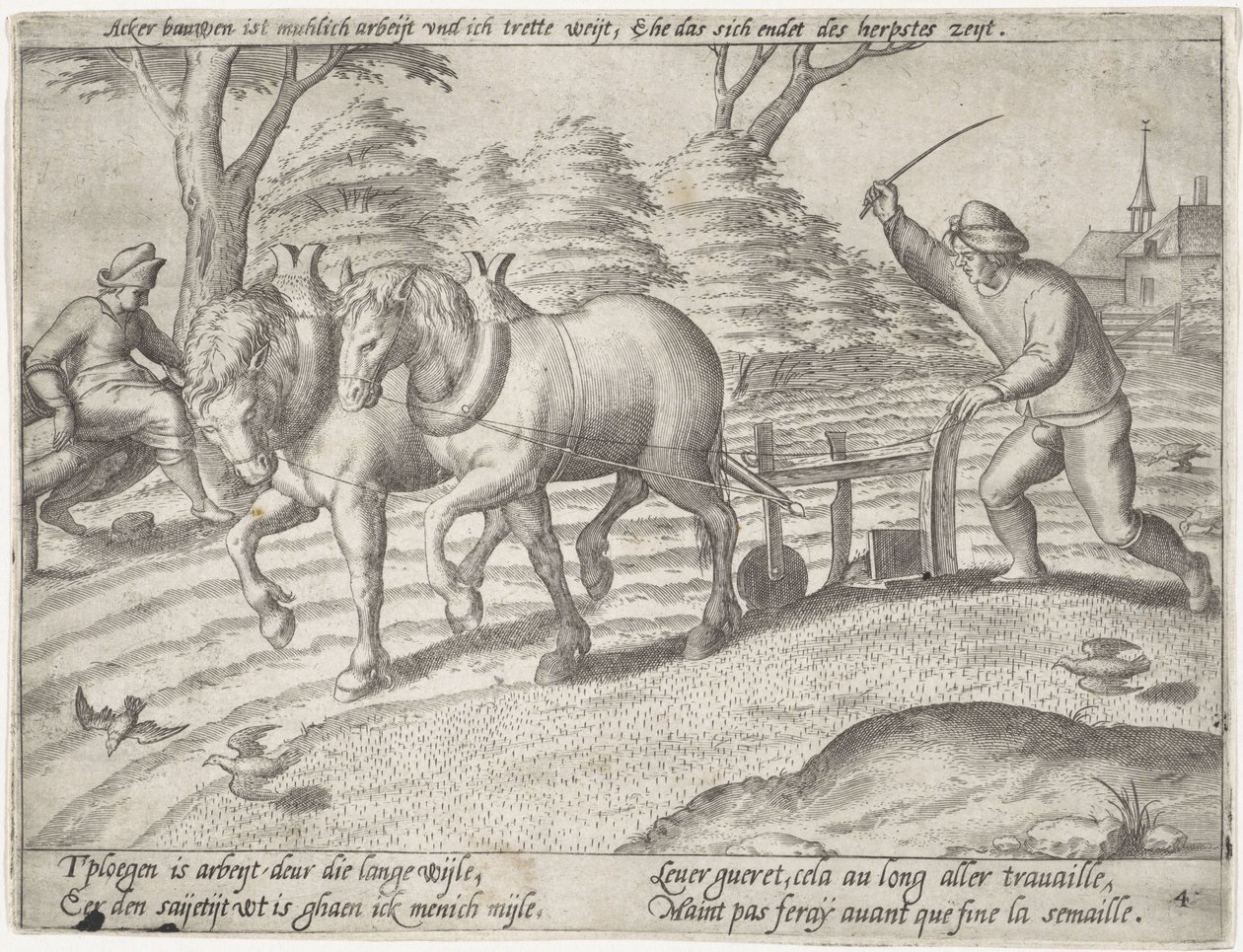 Orka ziemi Uprawa zbóż (tytuł serii) autorstwa Antonie Wierix (II) (possibly)