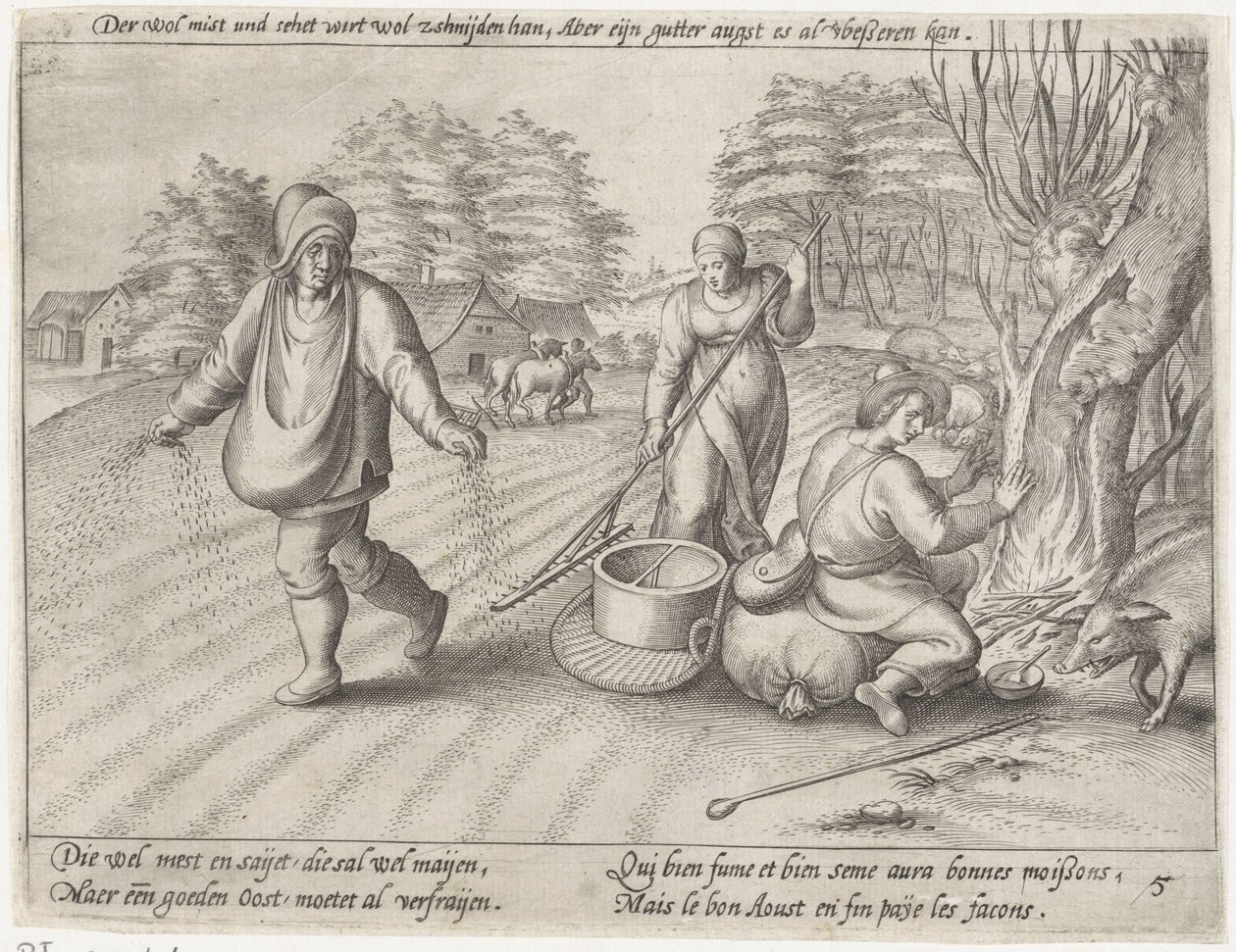 Siać na ziemi Uprawa zbóż (tytuł serii) autorstwa Antonie Wierix (II) (possibly)