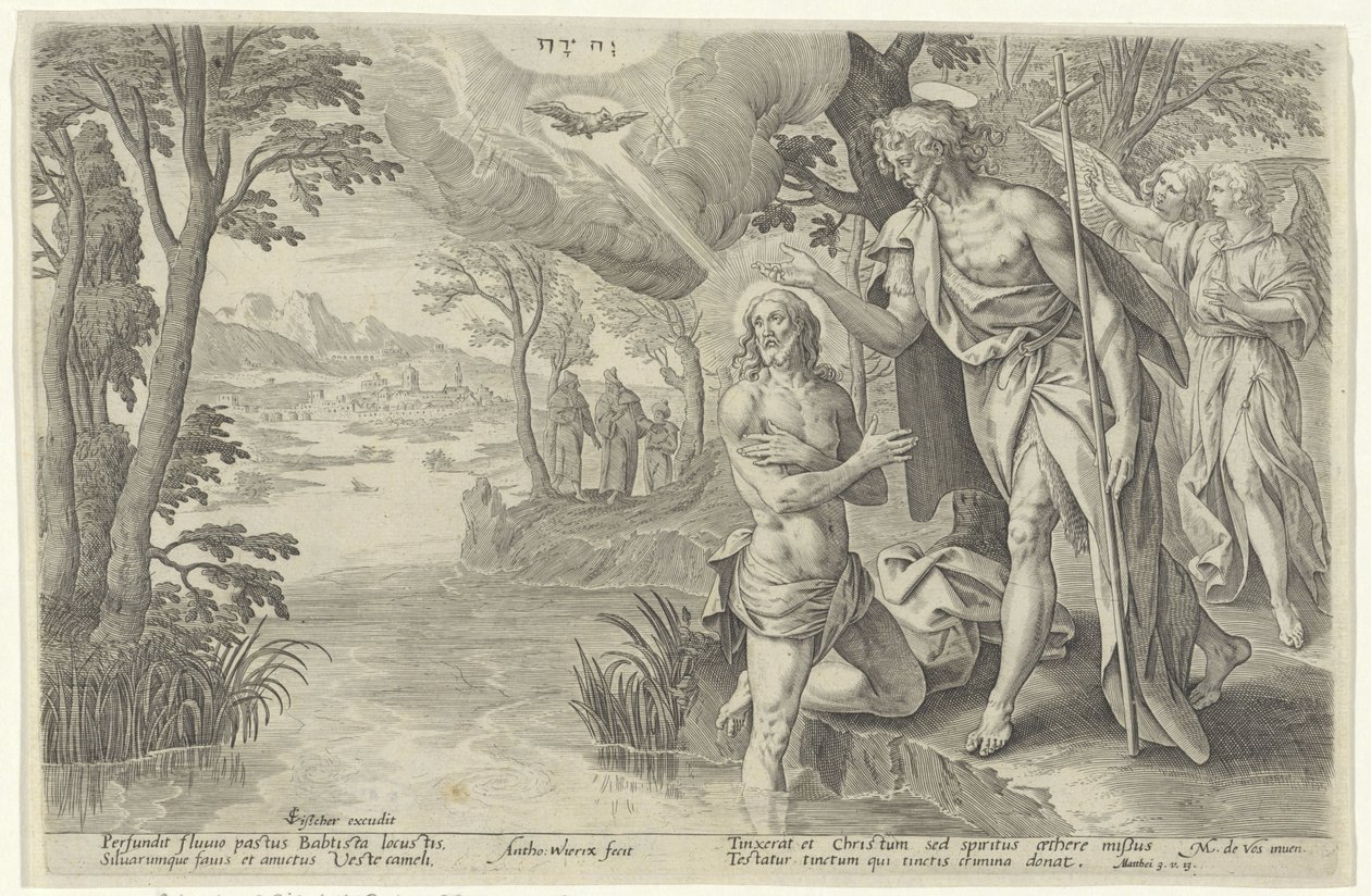 Doop van Christ Teatr biblijny (...) (tytuł serialu) autorstwa Antonie Wierix (II)