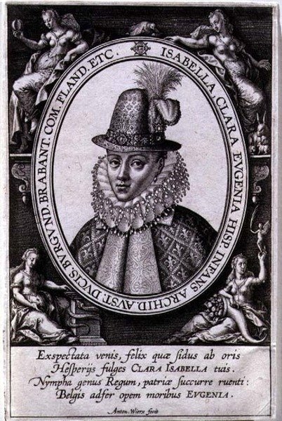 Portret Izabeli Klary Eugenii Austrii (1566-1633) żony Alberta, arcyksięcia Austrii (1559-1621) (rycina) autorstwa Antonie Wierix