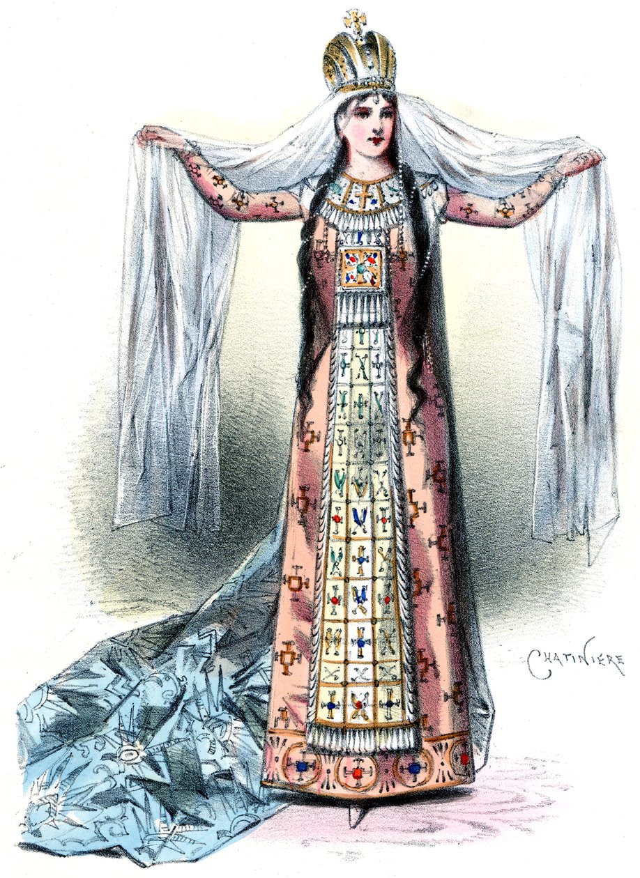 Massenet - Esclarmonde - Sibyl Sanderson, rola Esclarmonde, prolog 1. tableau - Antonin-Marie Chatinière, 1889 autorstwa Antonin Marie Chatiniere