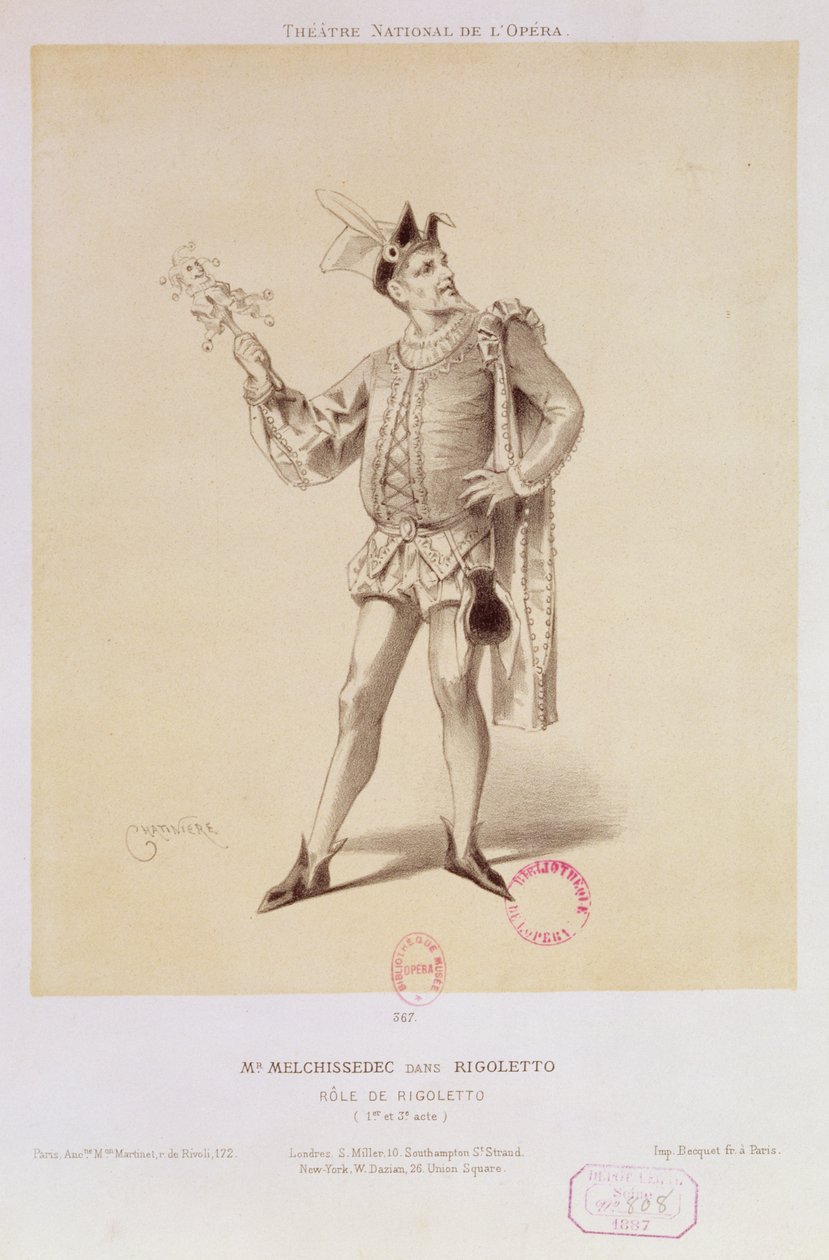 Portret pana Melchissedeca jako Rigoletto w Rigoletto autorstwa Verdi autorstwa Antonin Marie Chatiniere
