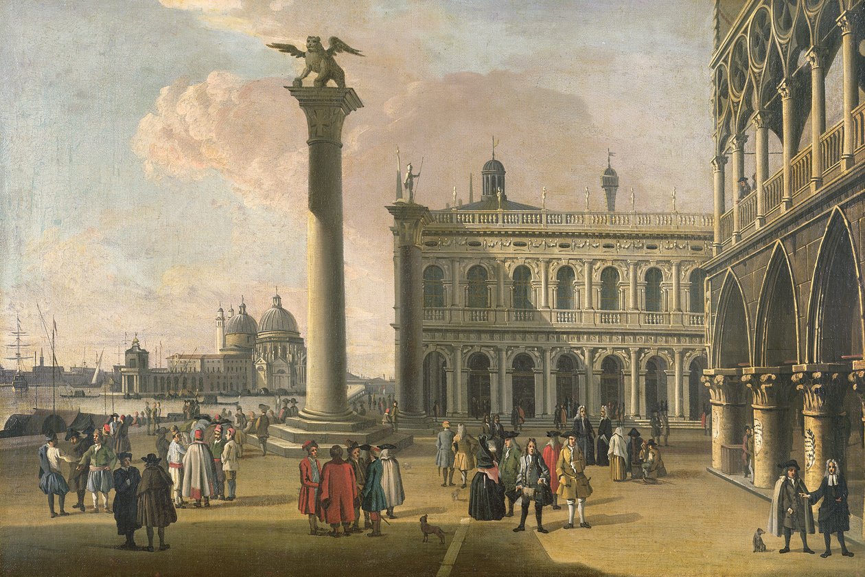 Widok na Piazzetta Patrząc na Zachód (para 63931) autorstwa Giovanni Antonio Canal