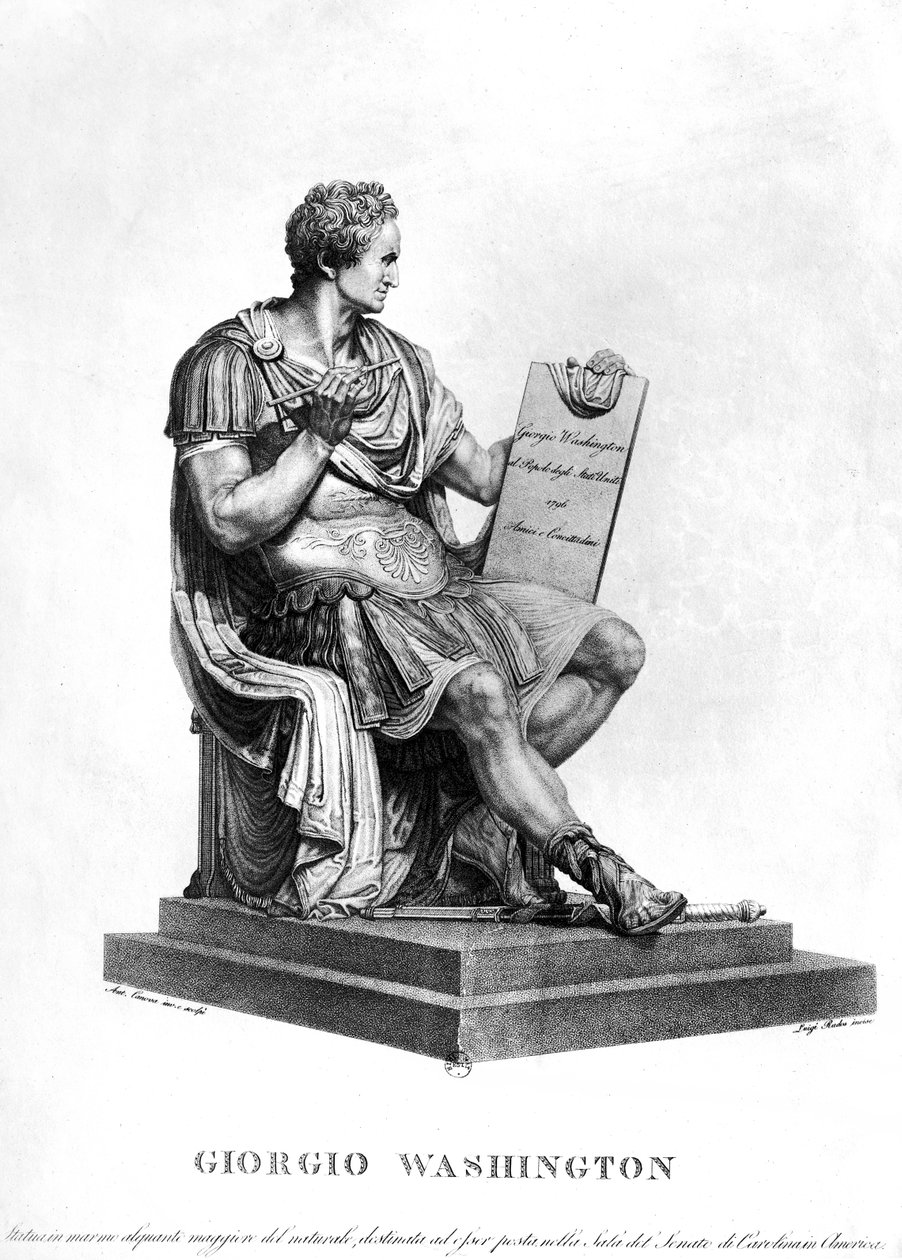 Jerzy Waszyngton jako cesarz rzymski, 1796, ryty przez Luigiego Radosa (1773-1840) autorstwa Antonio Canova