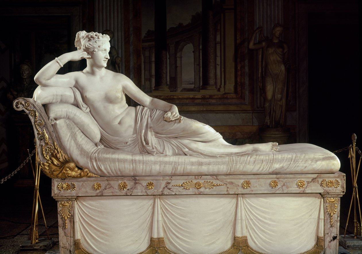 Pauline Bonaparte (1780-1825) jako Wenus Triumfująca, ok. 1805-08 (marmur) autorstwa Antonio Canova
