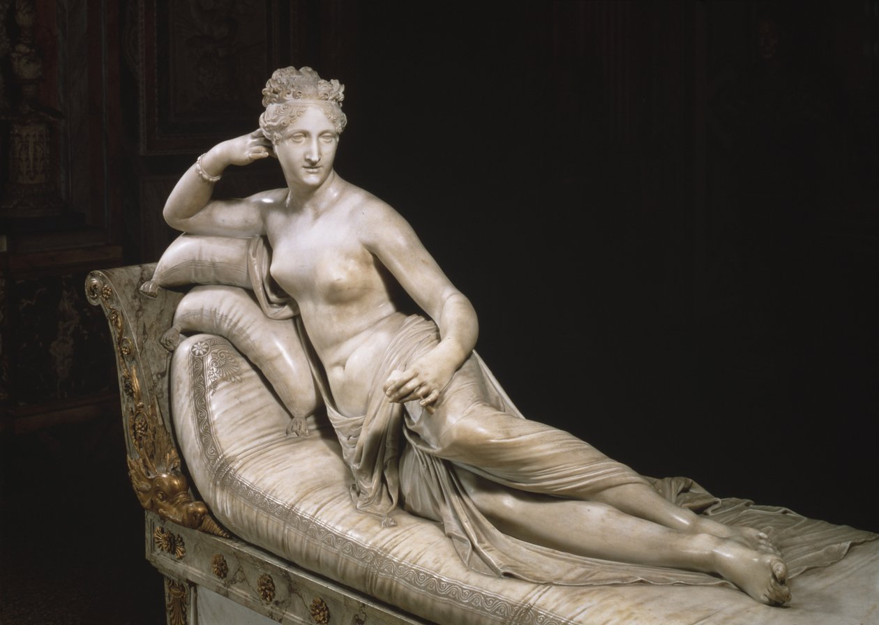 Pauline Bonaparte jako Wenus Triumfująca, c.1805-08 (marmur) (patrz także 20019) autorstwa Antonio Canova