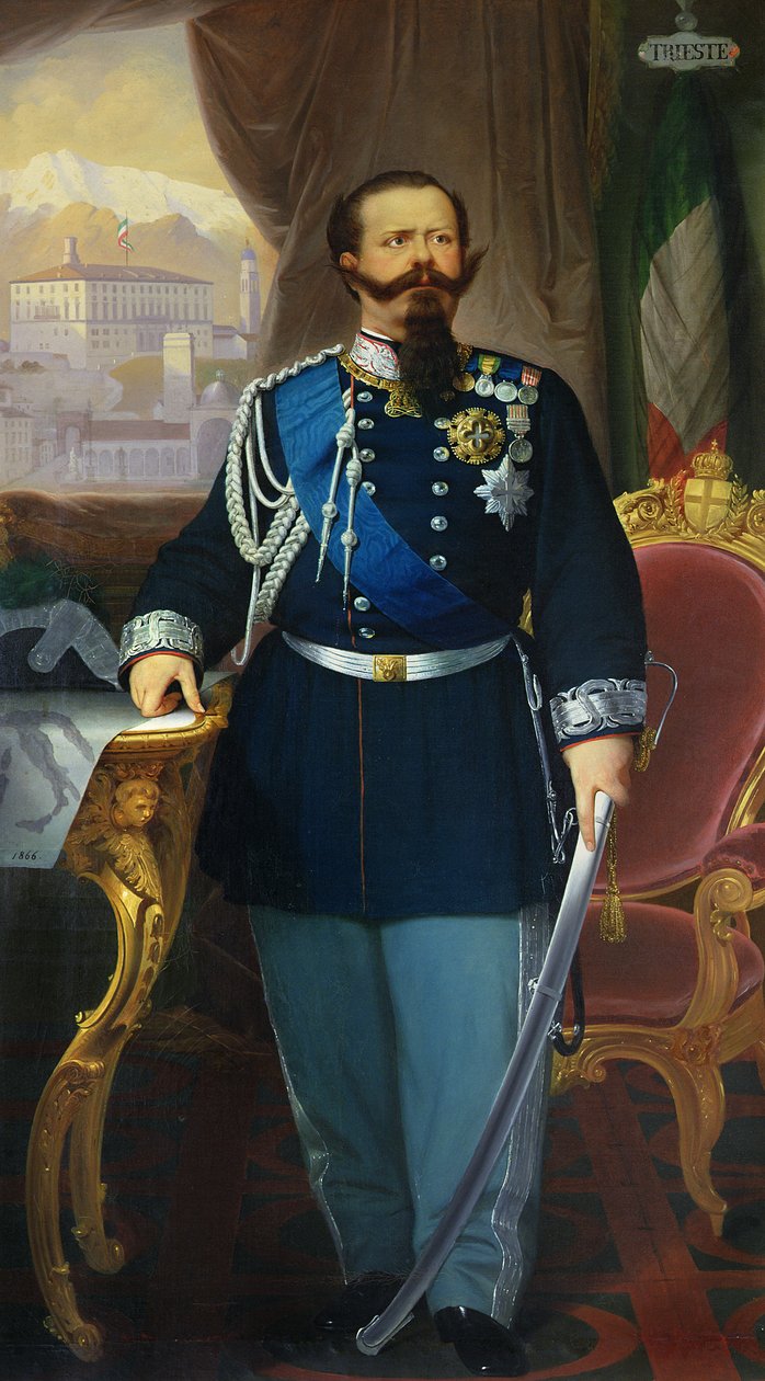 Portret Wiktora Emanuela II (1820-78), króla Sardynii i Włoch, 1866 autorstwa Antonio Dugoni