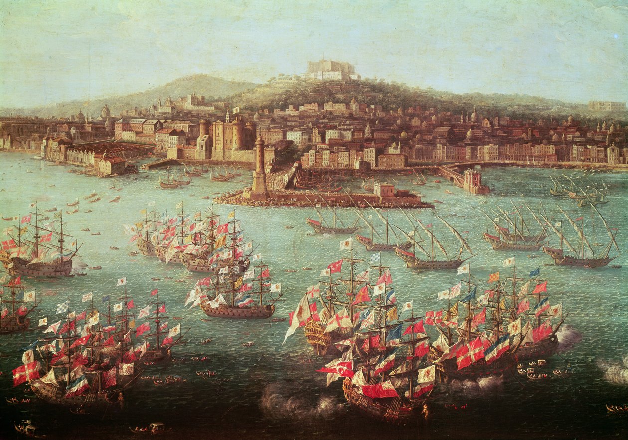 Flota króla Hiszpanii Karola III przed Neapolem, 6 października 1759 autorstwa Antonio Joli