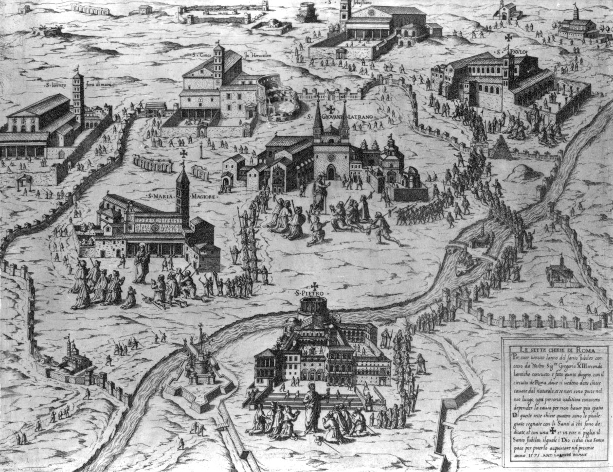 Siedmiu Kościołów Rzymu, 1575 autorstwa Antonio Lafreri