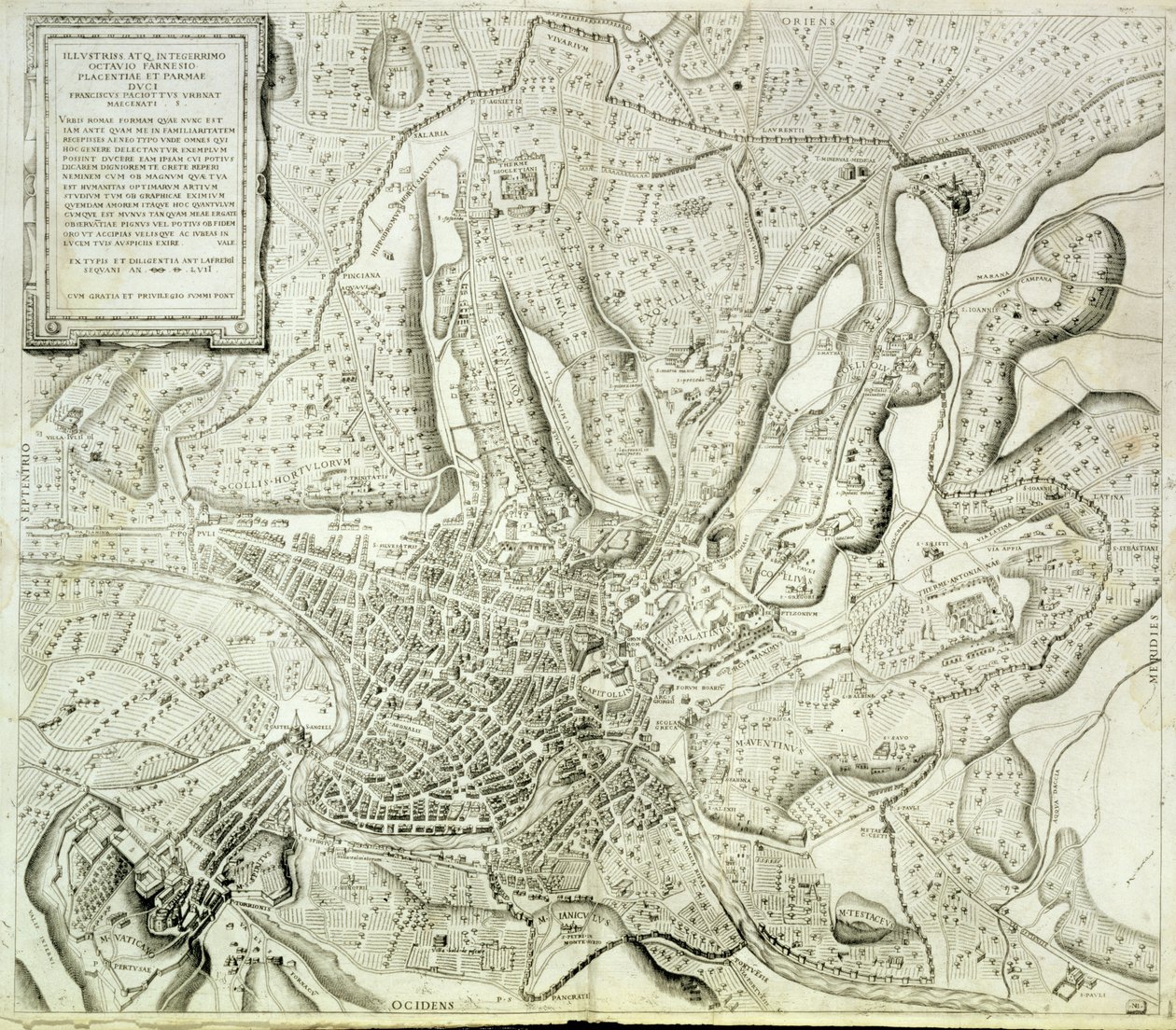 Plan miasta Rzymu, rytowany przez artystę, 1557 autorstwa Antonio Lafreri