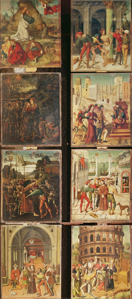 Lewy panel Retabulum Męki Pańskiej, 1517-20 (tempera na panelu) autorstwa Antonio Ronzen